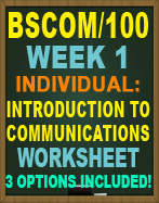 BSCOM/100 Intoduction to Communications Worksheet